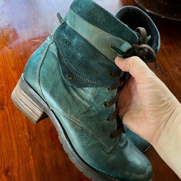 Dromedaris Women's Leather & Suede Ankle Boots -‎ Blue Size 40 - Picture 5 of 11